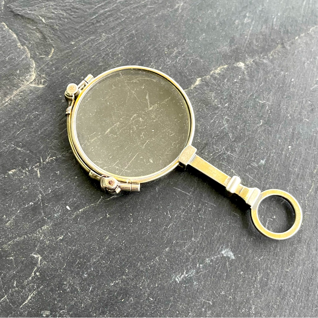 1920s Vintage Sterling Silver Lorgnette Folding Opera Glasses